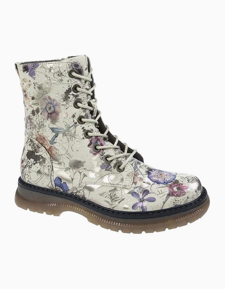 Cipriata Annetta Memory Foam Zip Boot Womens Light Grey/Floral