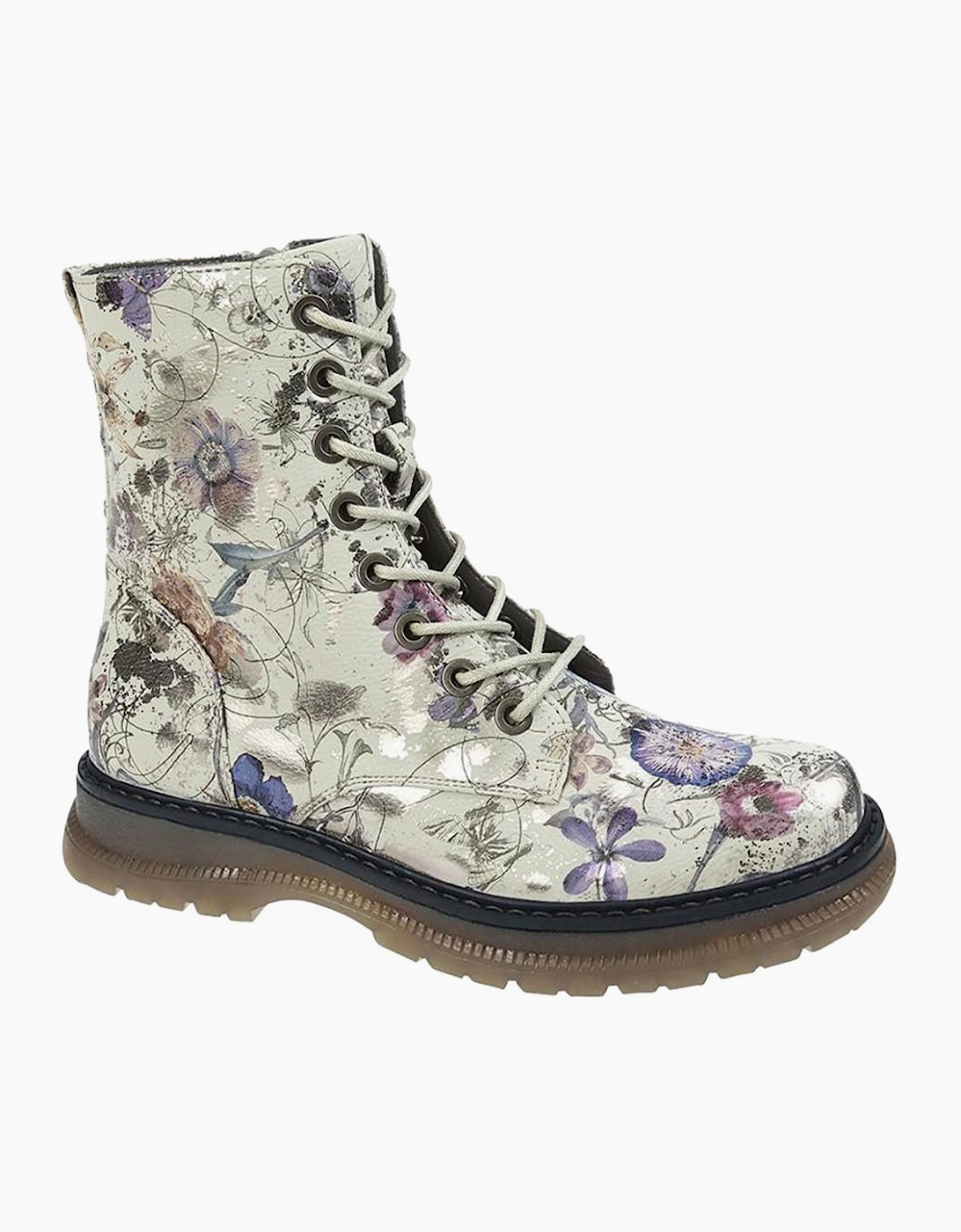 Cipriata Annetta Memory Foam Zip Boot Womens Light Grey/Floral