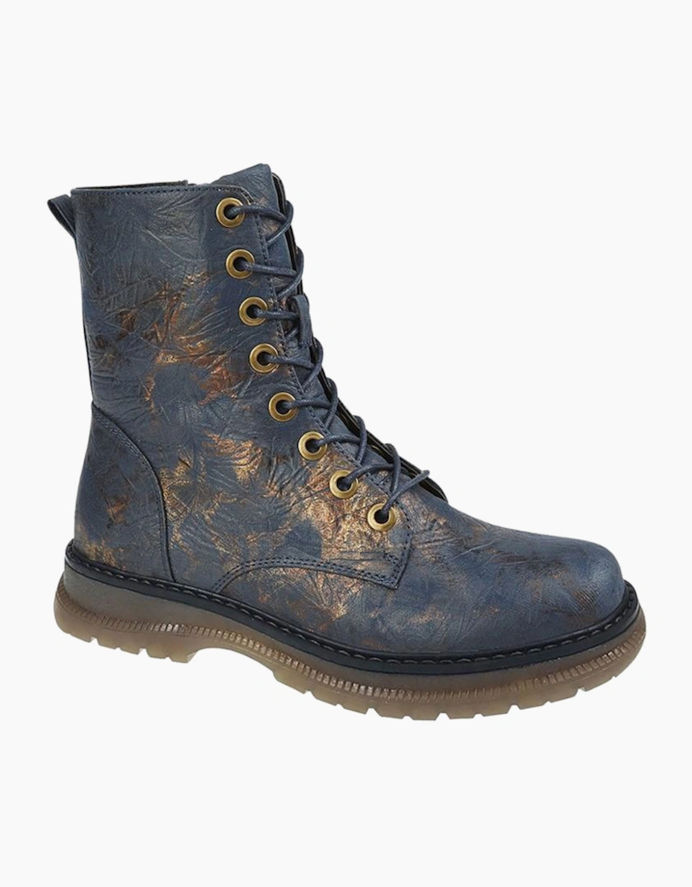 Cipriata Annetta Memory Foam Zip Boot Womens Navy/Bronze/Multi