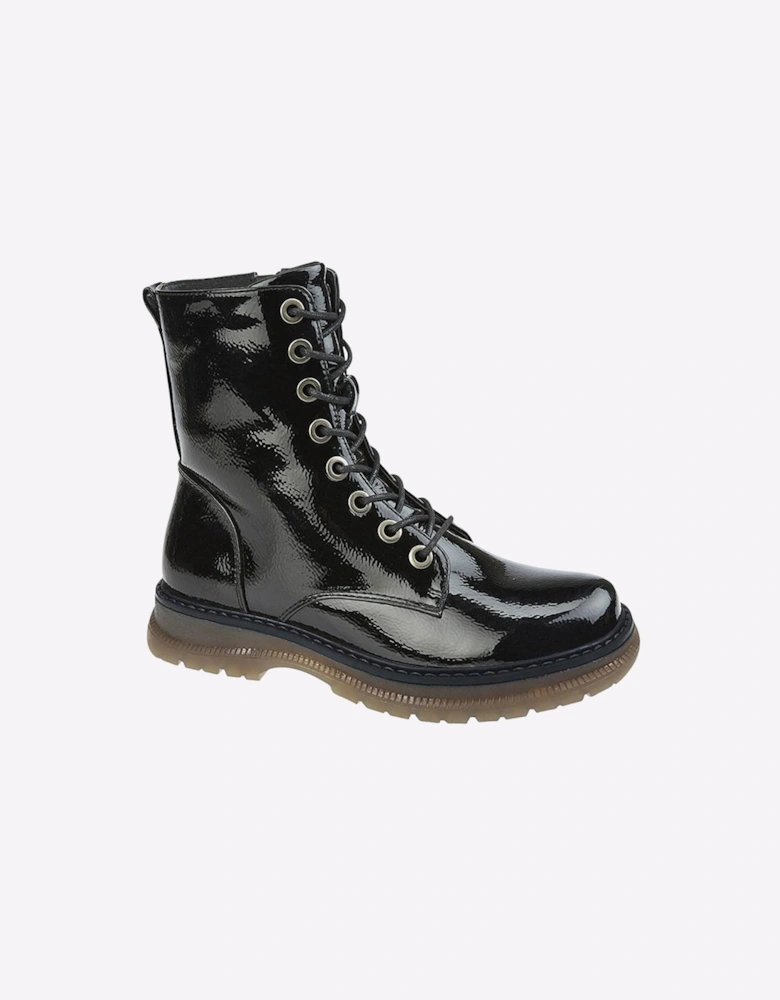Cipriata Annetta Memory Foam Patent Zip Boot Womens Black Patent