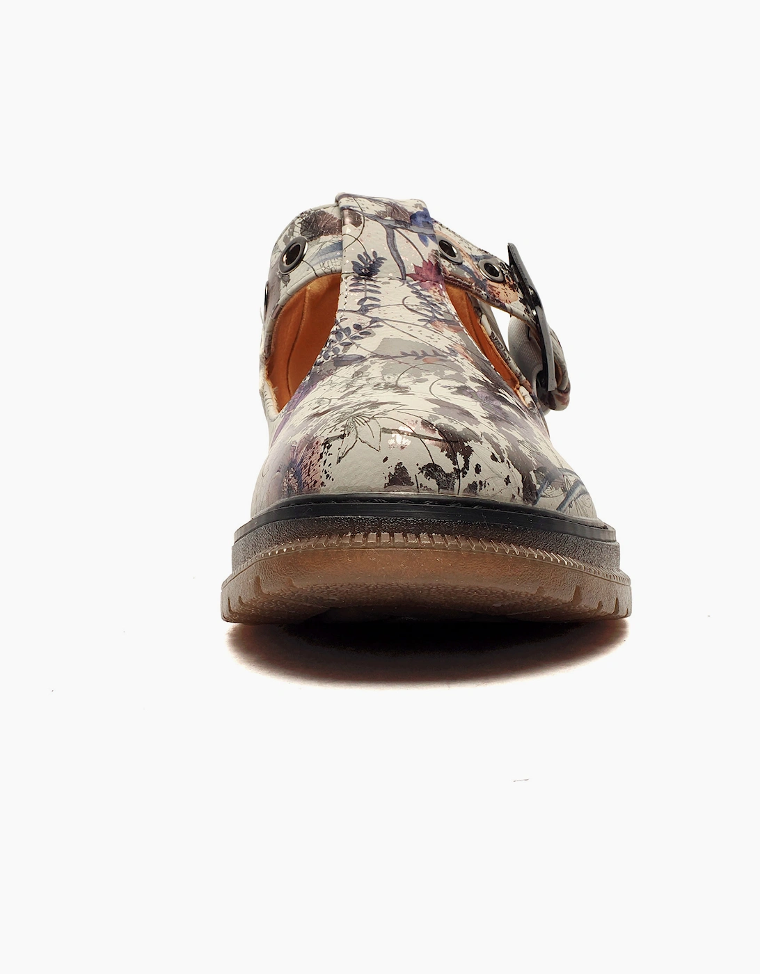 Cipriata Cira T-Bar Buckle Shoes Womens Light Grey/Floral