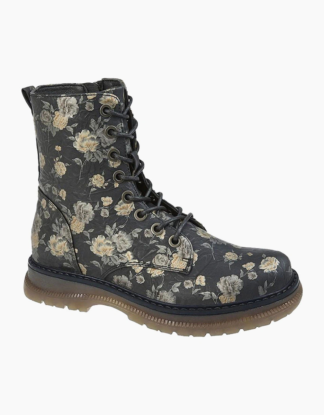 Cipriata Annetta Memory Foam Zip Boot Womens Black/Bronze/Floral