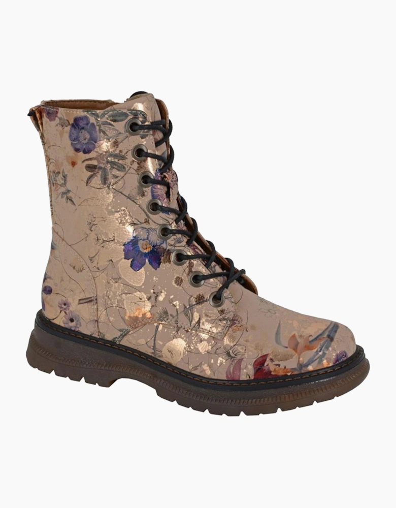 Cipriata Annetta Memory Foam Womens Boots Ecru/Gold/Floral