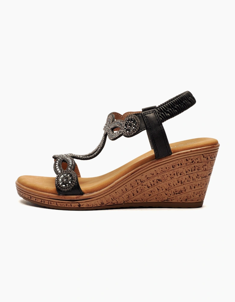 Cipriata Ora Jewelled Wedge Sandal Womens Black