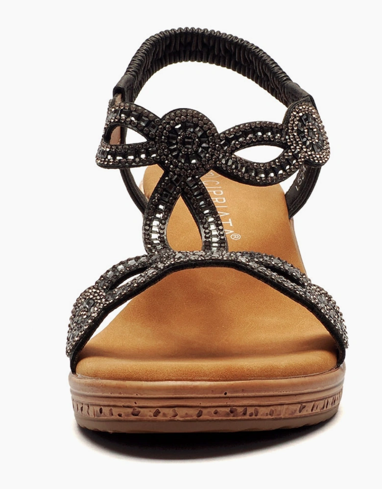 Cipriata Ora Jewelled Wedge Sandal Womens Black