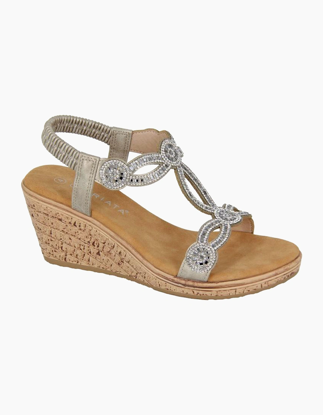 Cipriata Ora Jewelled Wedge Sandal Womens Pewter