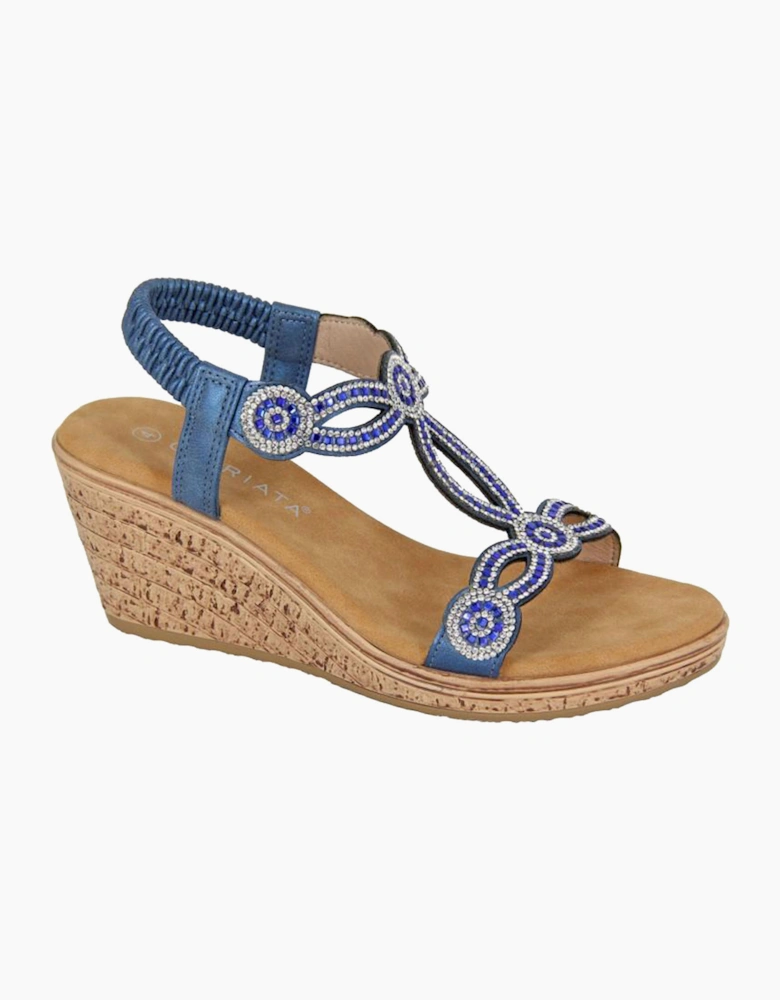 Cipriata Ora Jewelled Wedge Sandal Womens Blue