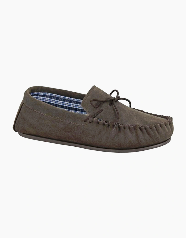 Mokkers Bruce Leather Slipper Mens Dark Brown