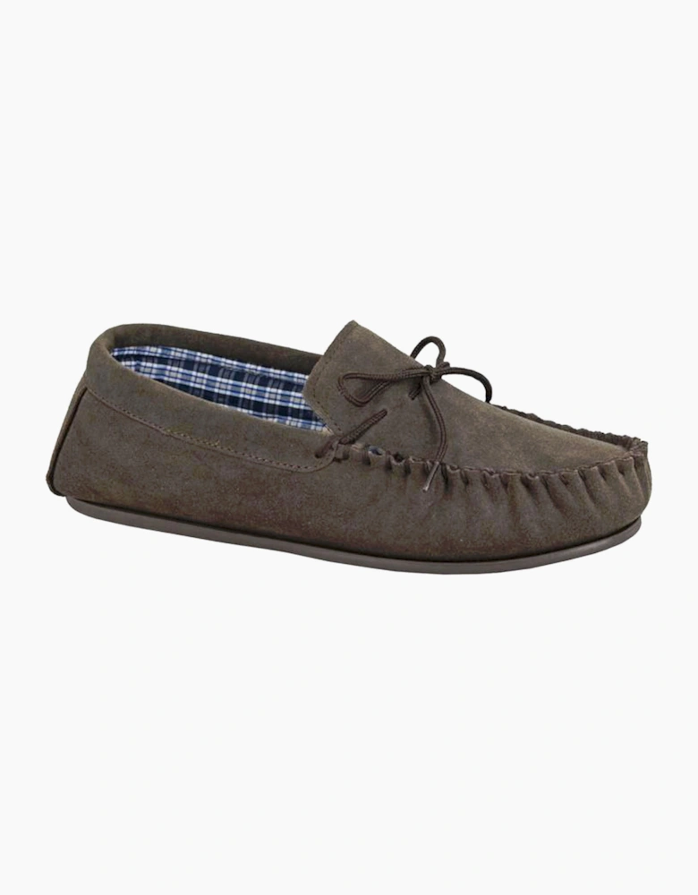 Mokkers Bruce Leather Slipper Mens Dark Brown
