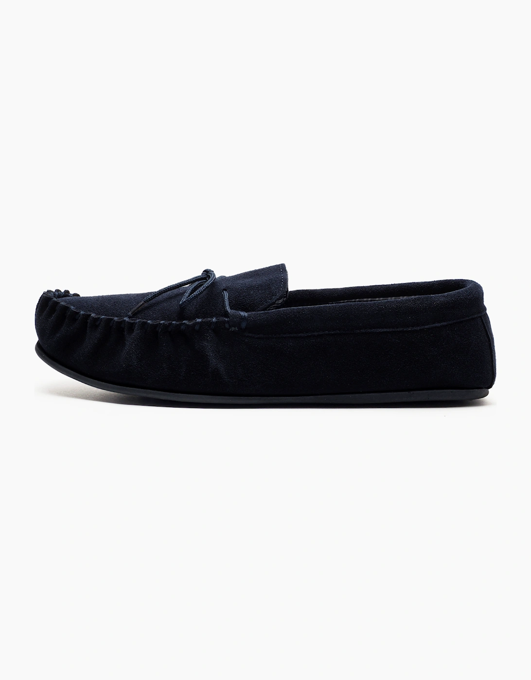 Mokkers Bruce Leather Mens Slippers Navy Blue