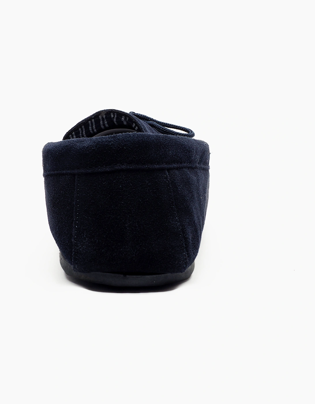Mokkers Bruce Leather Mens Slippers Navy Blue