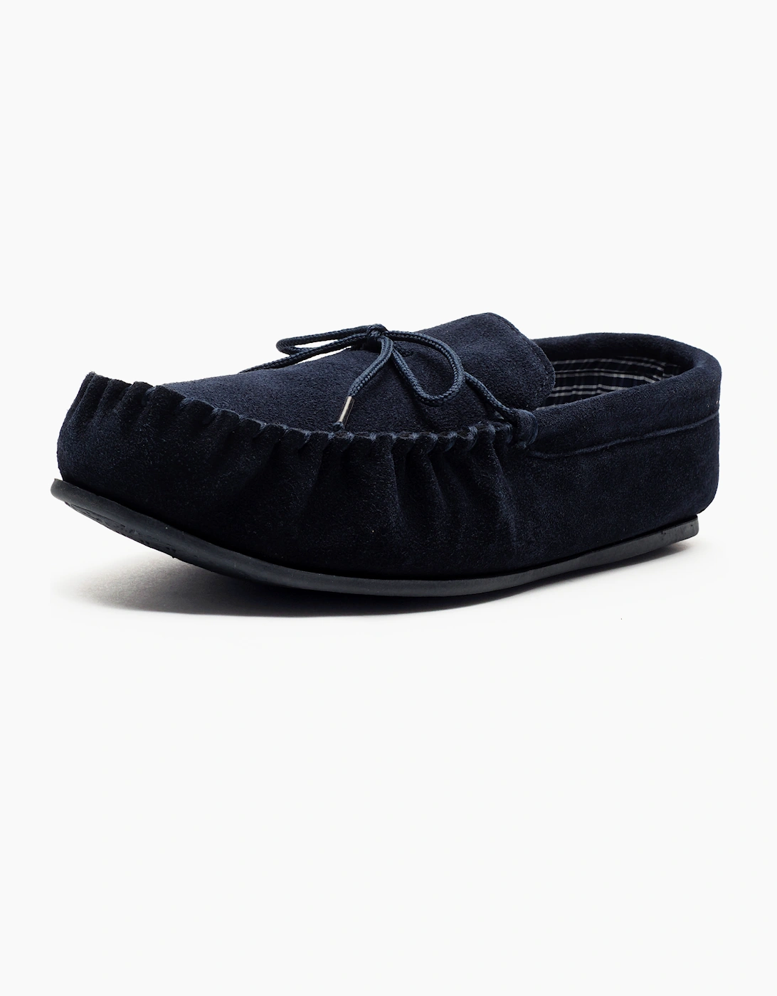 Mokkers Bruce Leather Mens Slippers Navy Blue