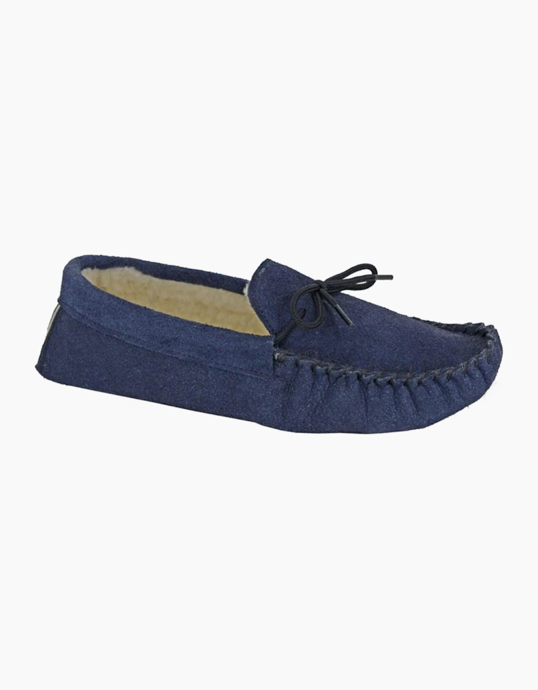 Mokkers Jake Moccasin Slippers Mens Navy Blue