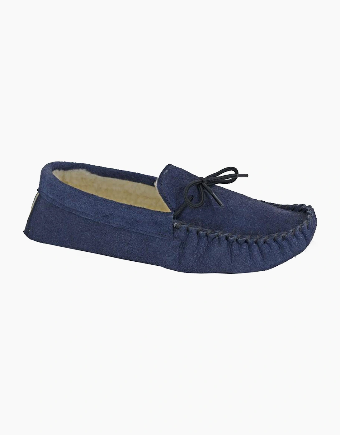 Mokkers Jake Moccasin Slippers Mens Navy Blue