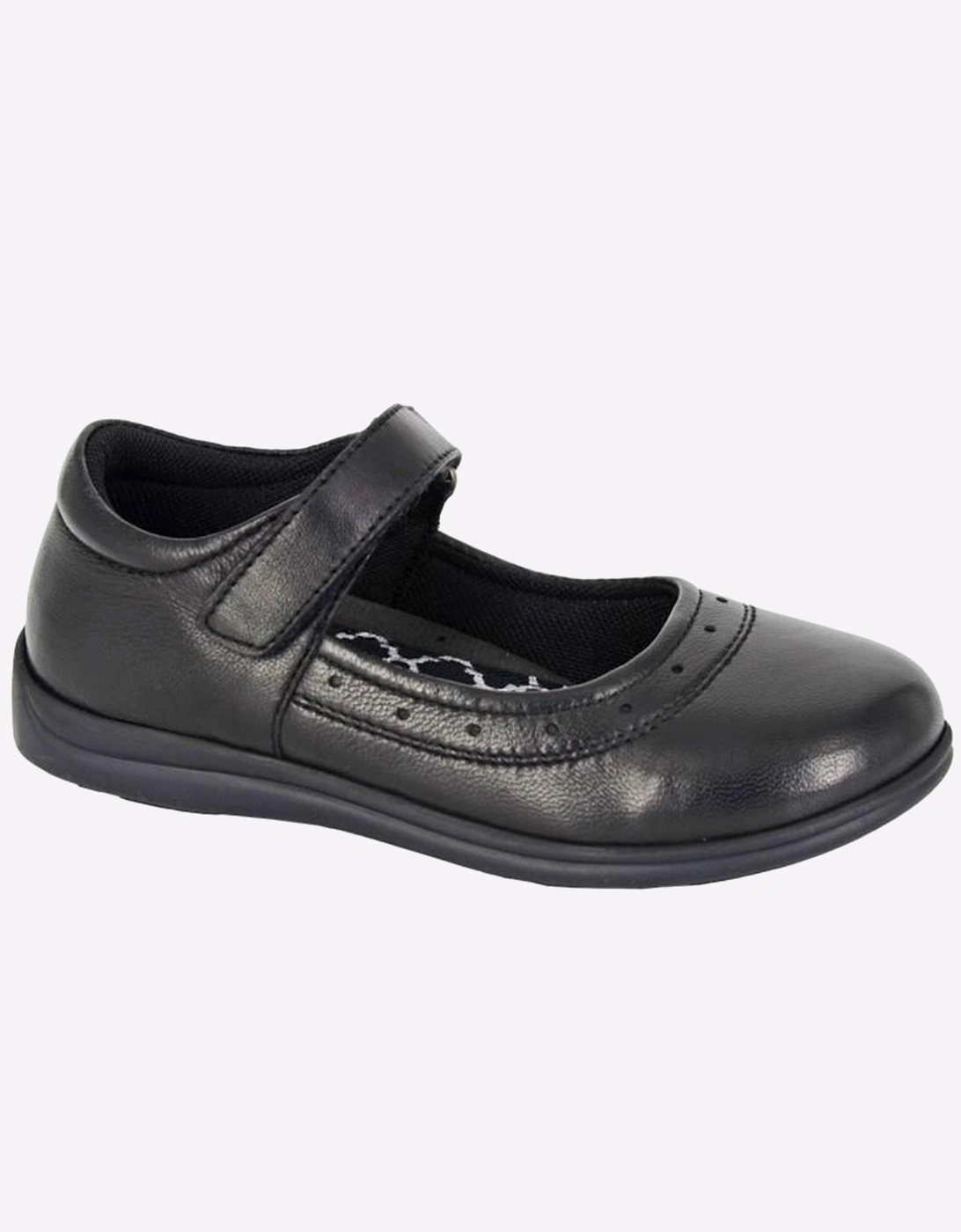 Roamers Maisie School Shoes Junior Girls Black Softie