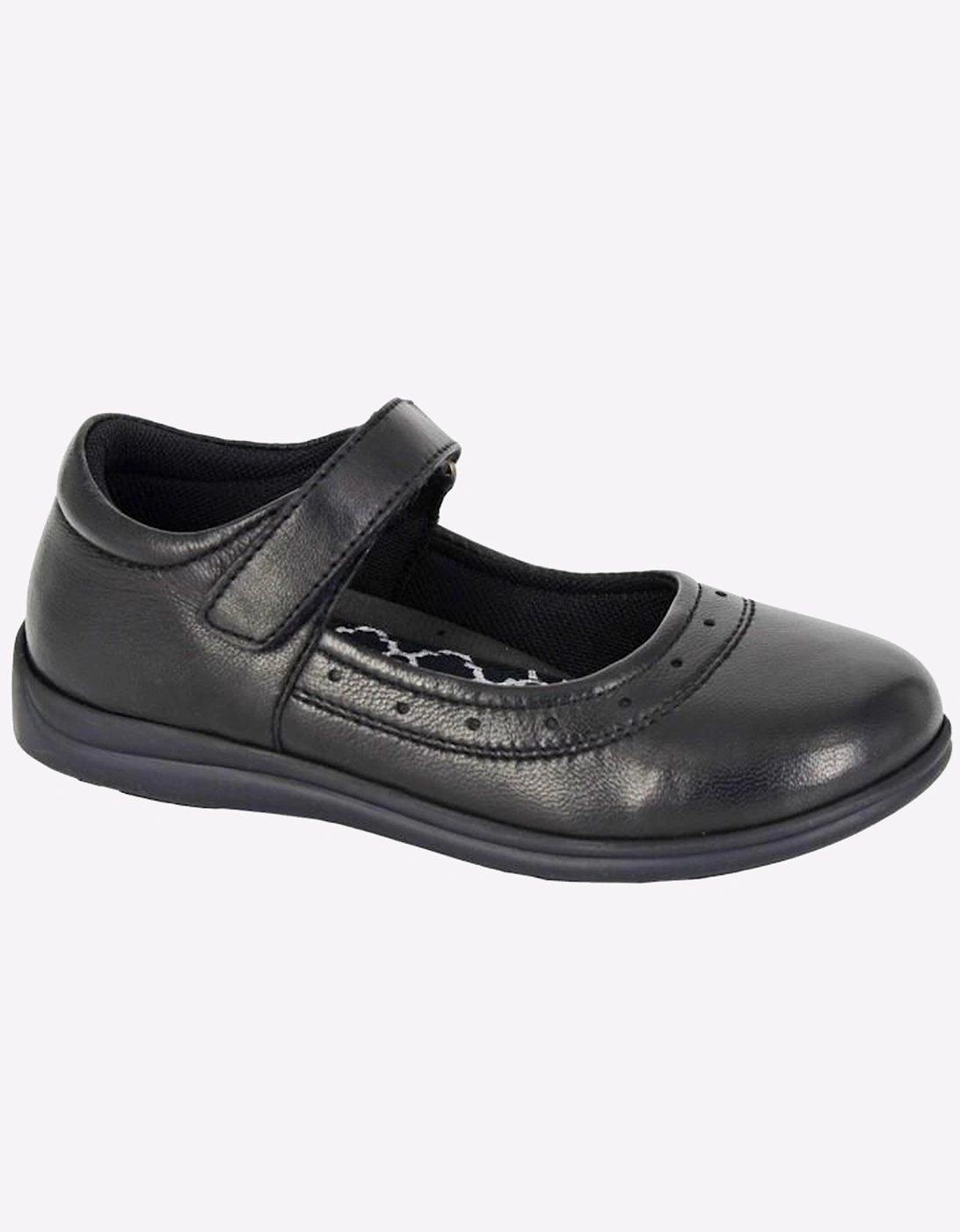 Roamers Maisie School Shoes Junior Girls Black Softie