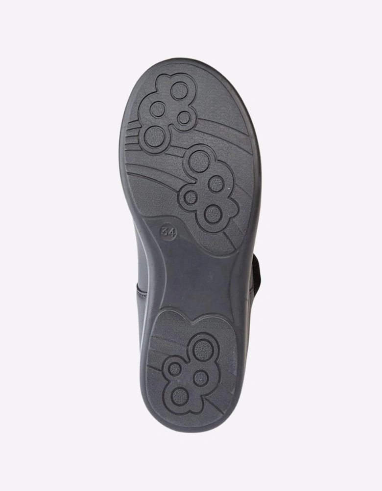 Roamers Maisie School Shoes Junior Girls Black Softie