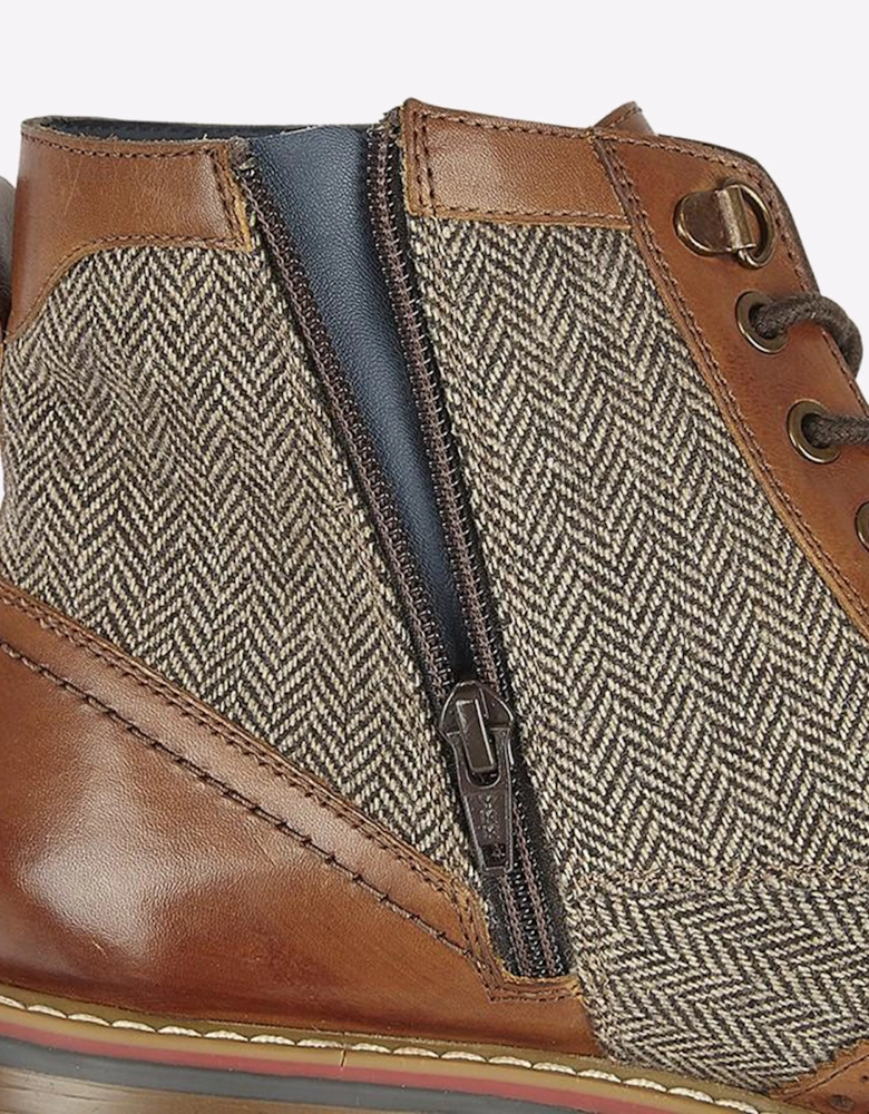 Roamers Kingsbury Ankle Boots Mens Tan/Brown Herringbone