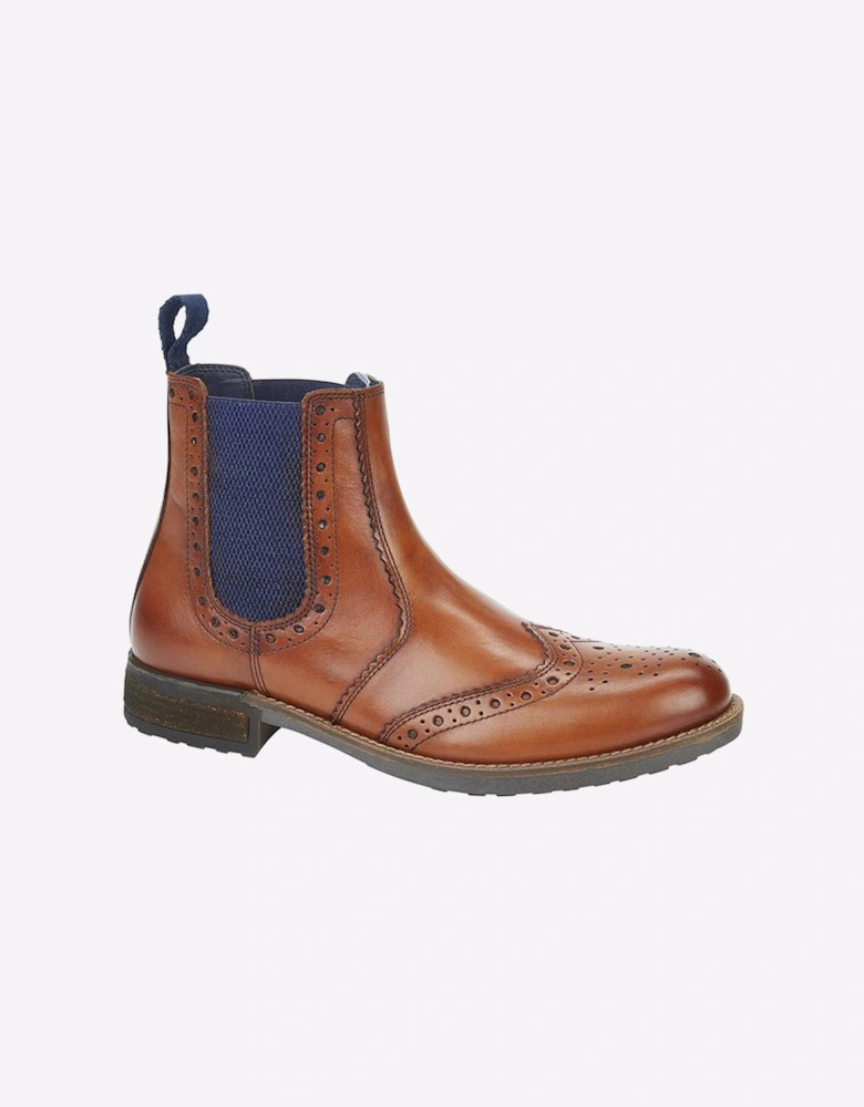 Roamers Newburgh Brogue Chelsea Boots Mens Tan / Navy