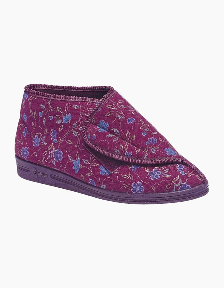 Comfylux Andrea Slippers Womens (Relaxed Fit) Wine Floral