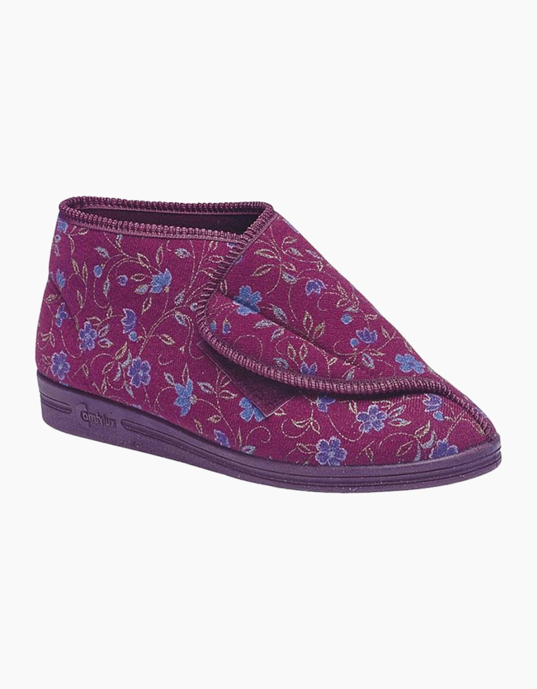Comfylux Andrea Slippers Womens (Relaxed Fit) Wine Floral