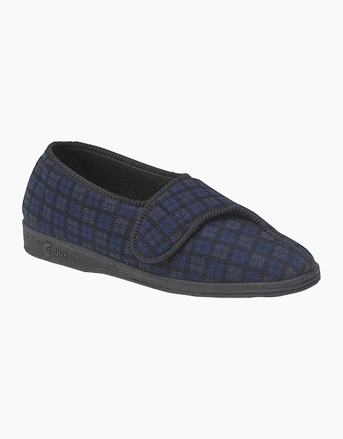 Comfylux Paul Slippers Mens Navy Blue Check