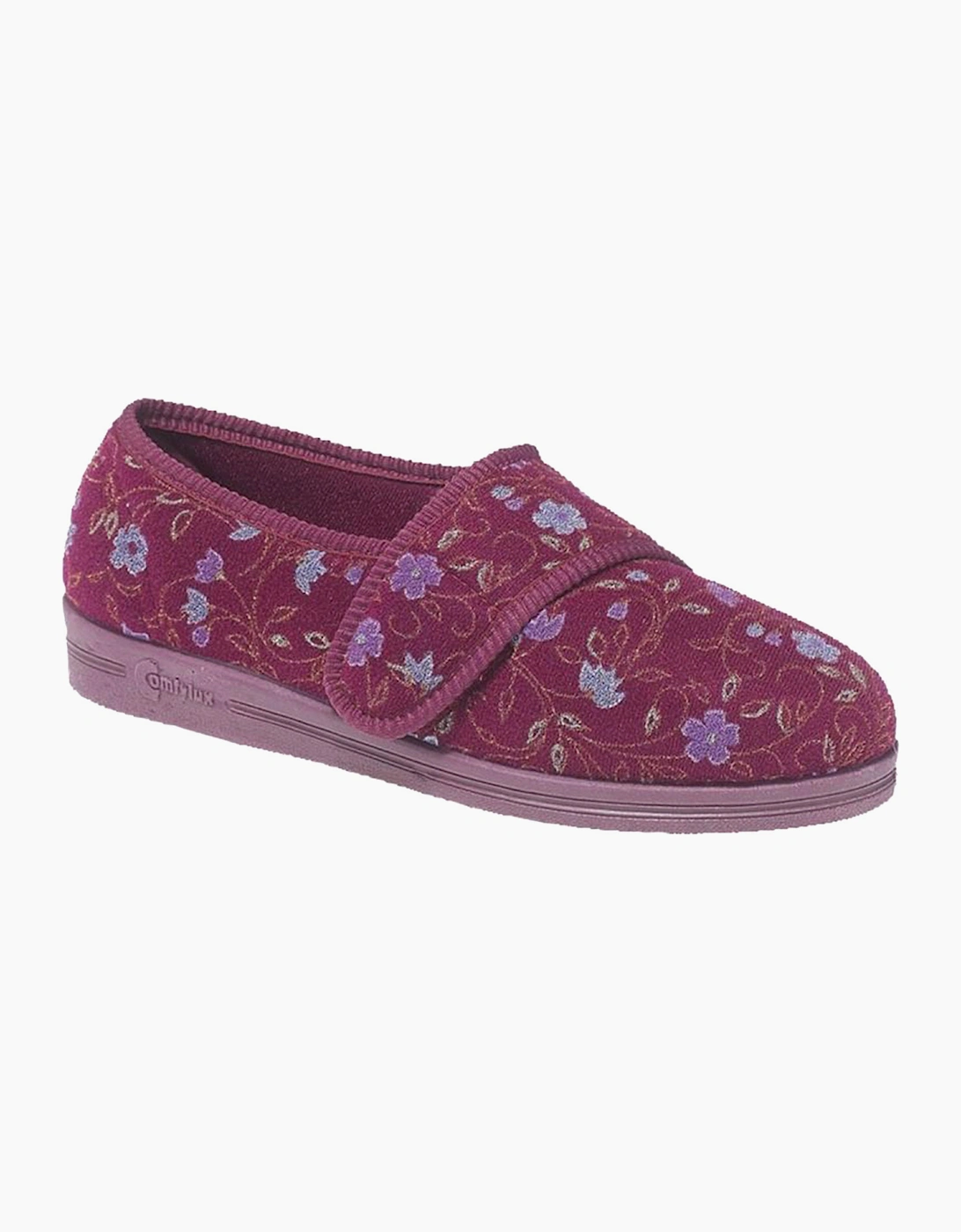Comfylux Sally Womens (Relaxed Fit) Slippers Wine Floral