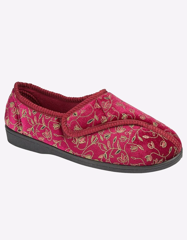 Zedzzz Janice Slippers Womens Wine Floral