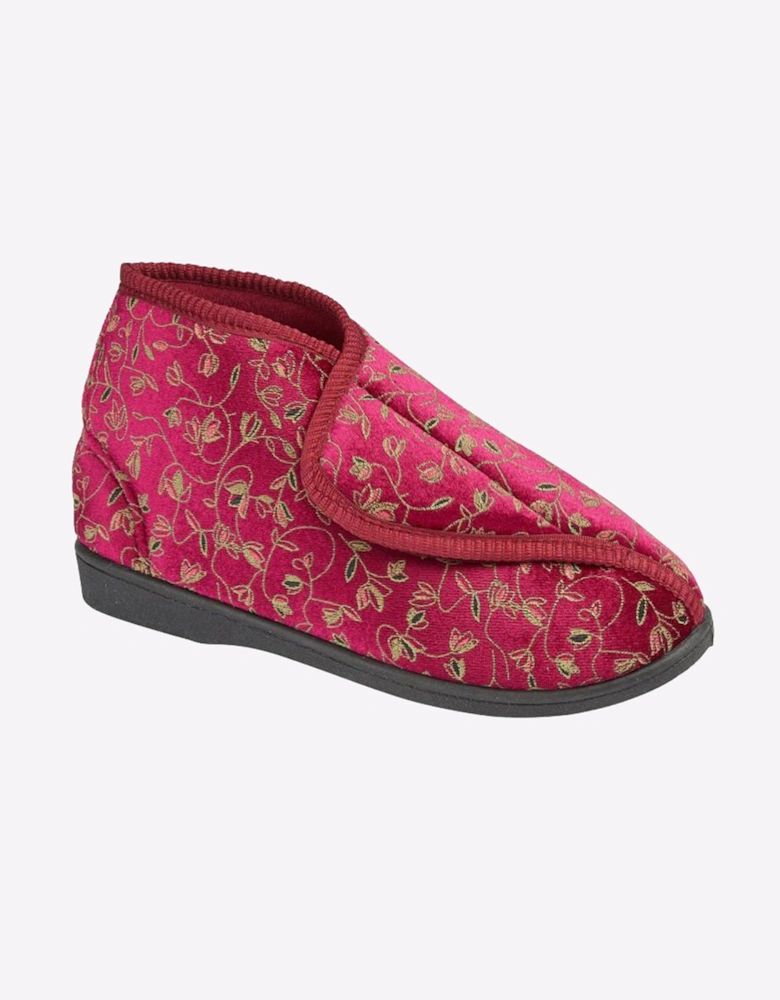 Zedzzz Geraldine Bootee Slippers Womens Wine Floral