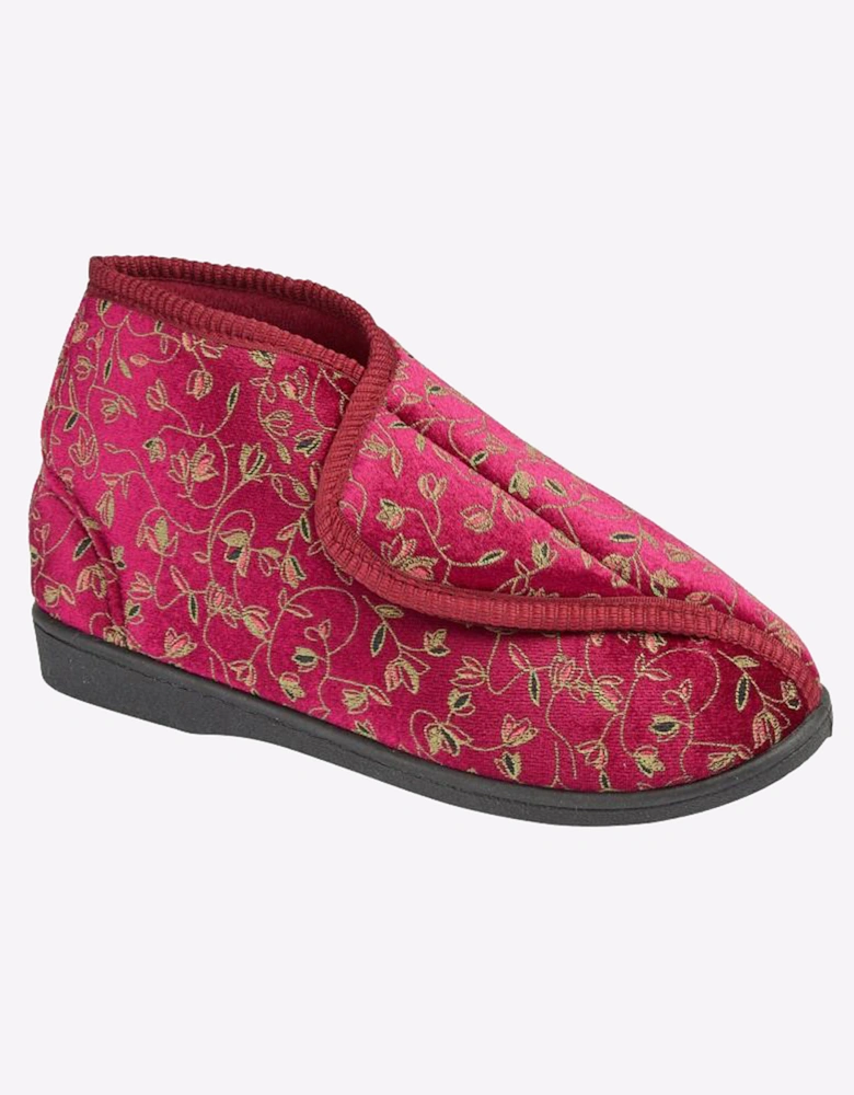 Zedzzz Geraldine Bootee Slippers Womens Wine Floral