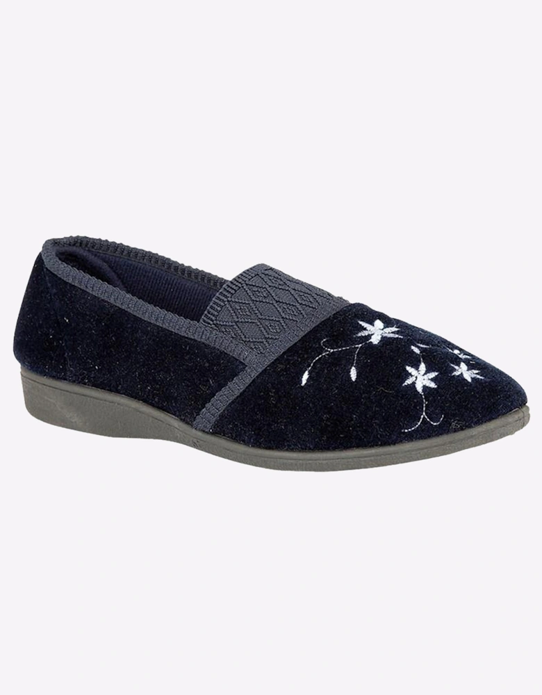 Zedzzz Joanna Embroidered Slippers Womens Navy