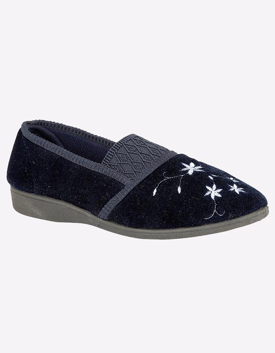 Zedzzz Joanna Embroidered Slippers Womens Navy