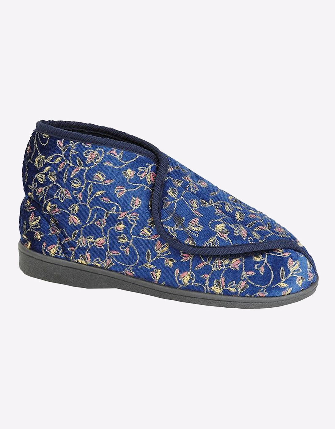 Zedzzz Geraldine Bootee Slippers Womens Navy Blue Floral
