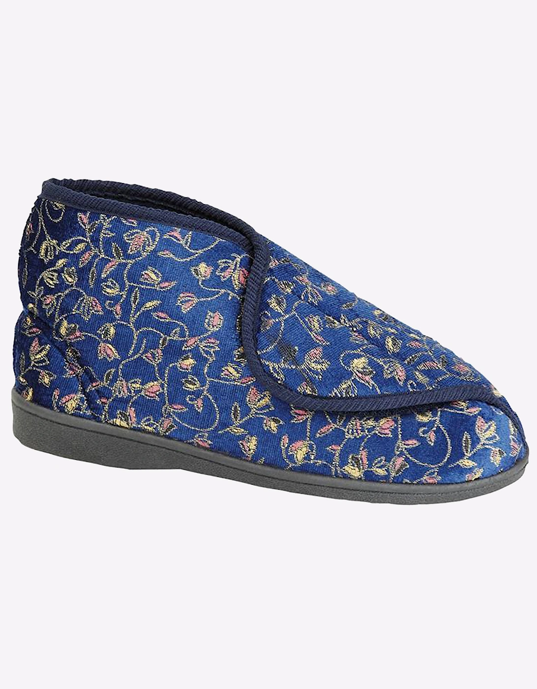 Zedzzz Geraldine Bootee Slippers Womens Navy Blue Floral