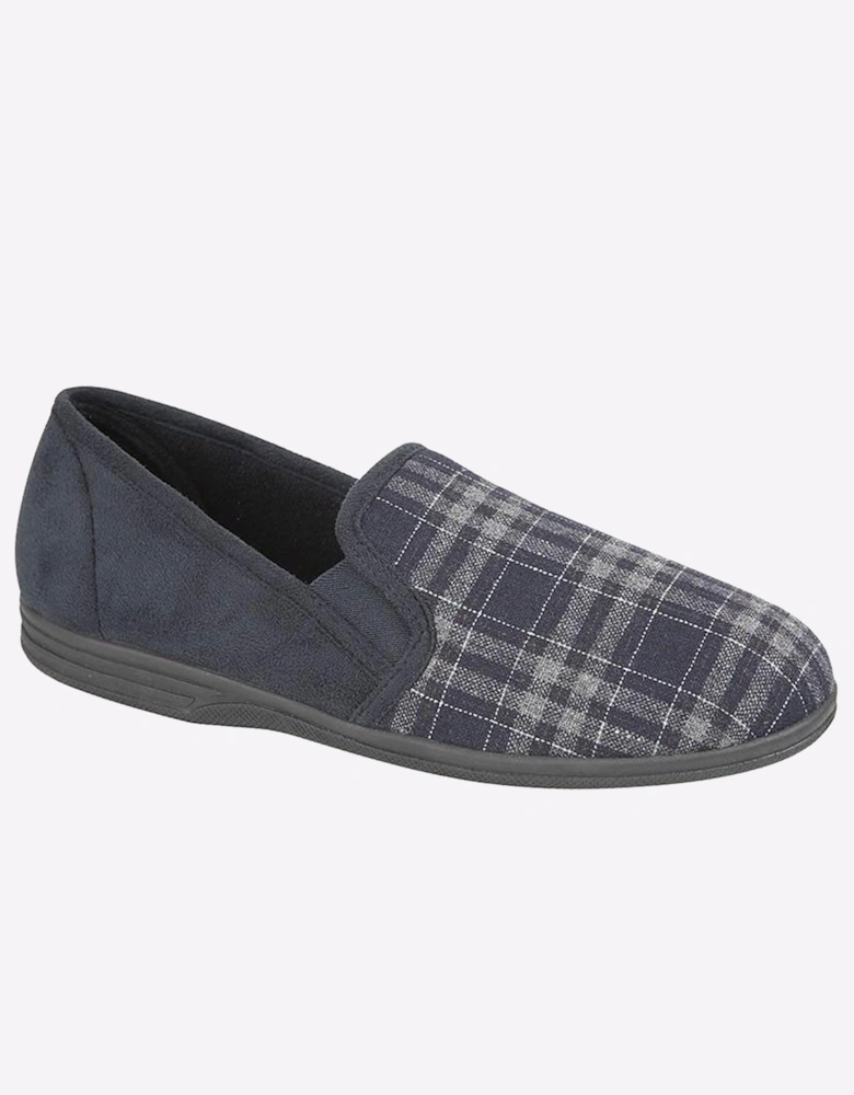 Zedzzz Harley Mens Slippers Navy Blue / Check