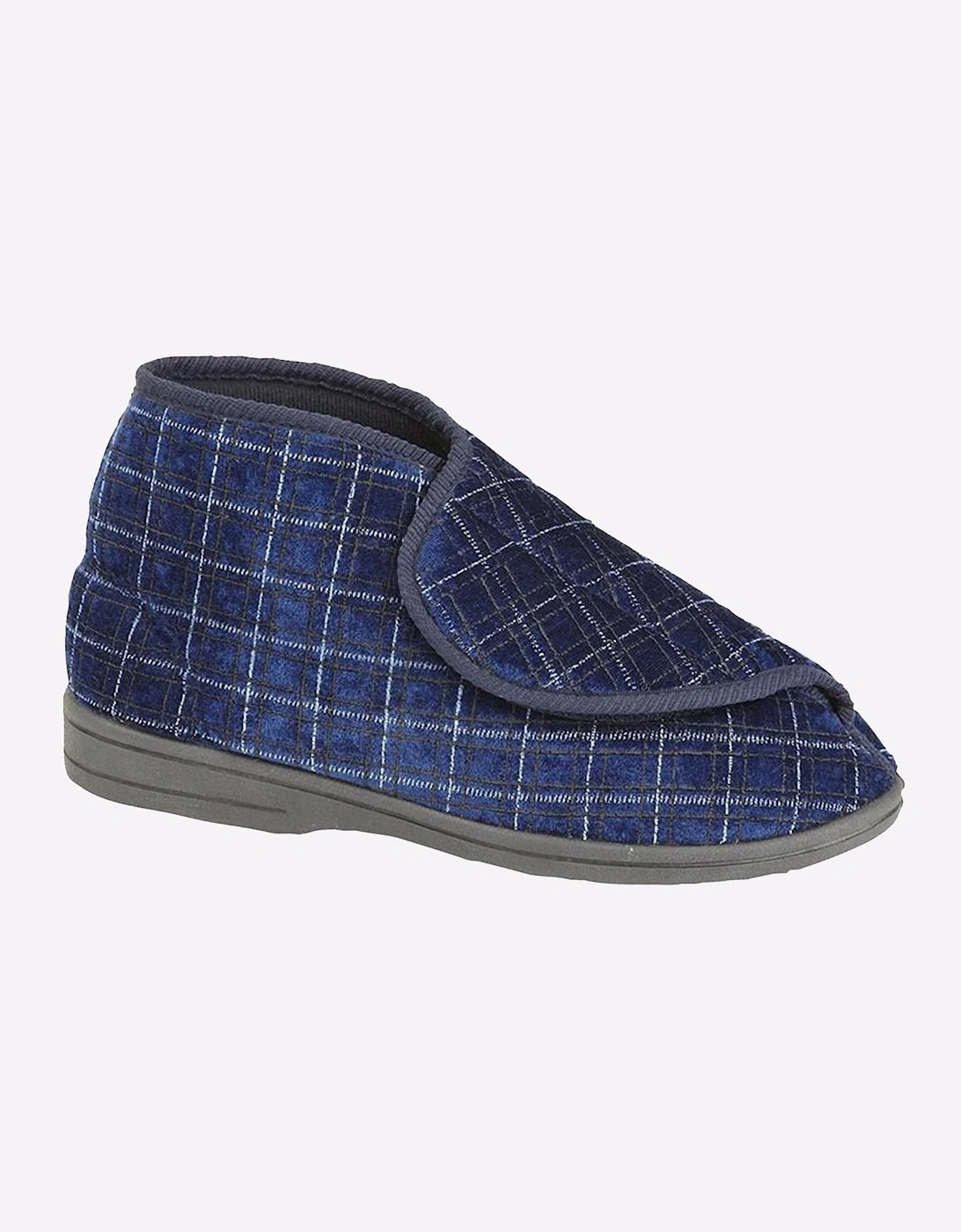 Zedzzz Bertie Bootee Slippers Mens Navy / Blue Check