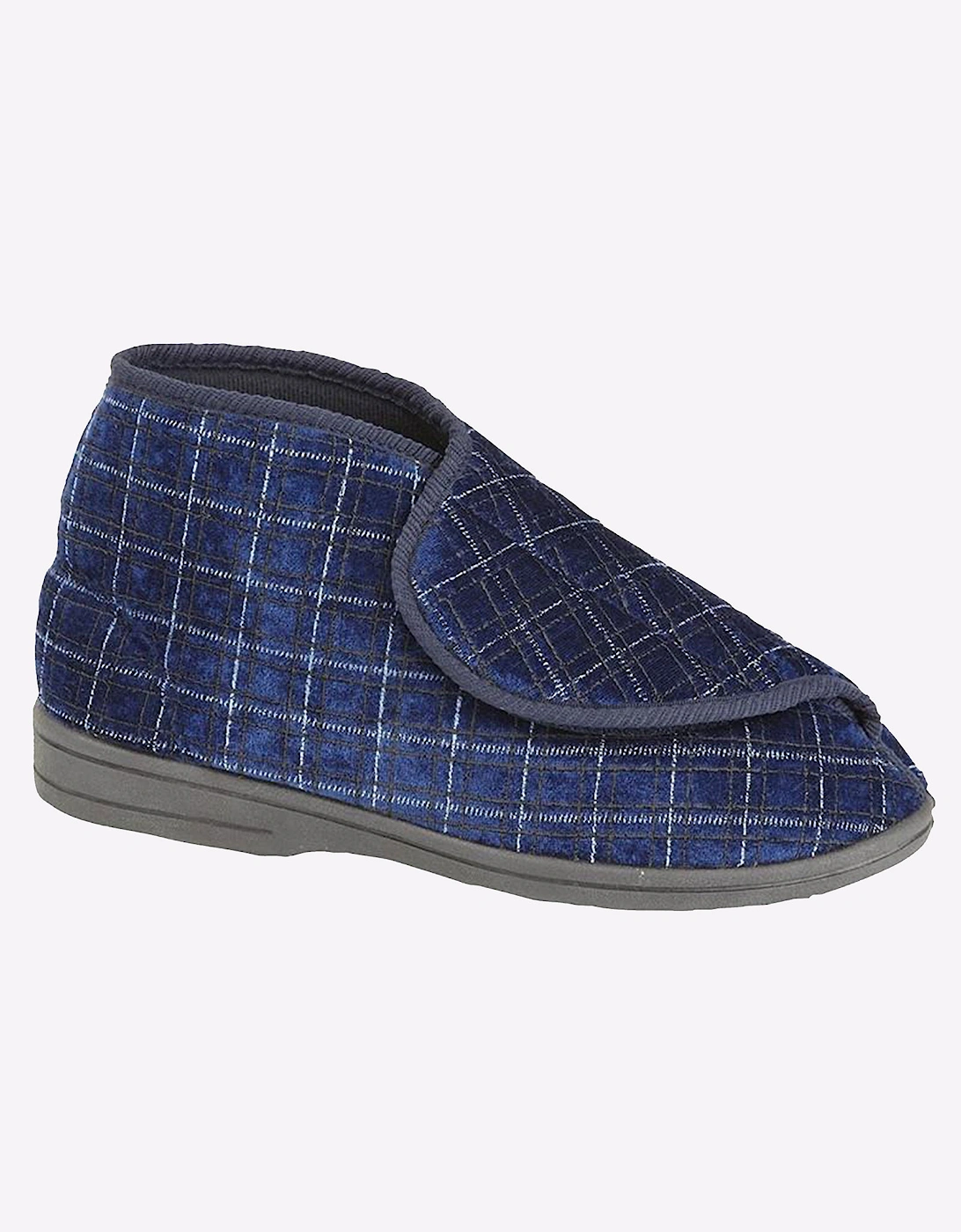 Zedzzz Bertie Bootee Slippers Mens Navy / Blue Check