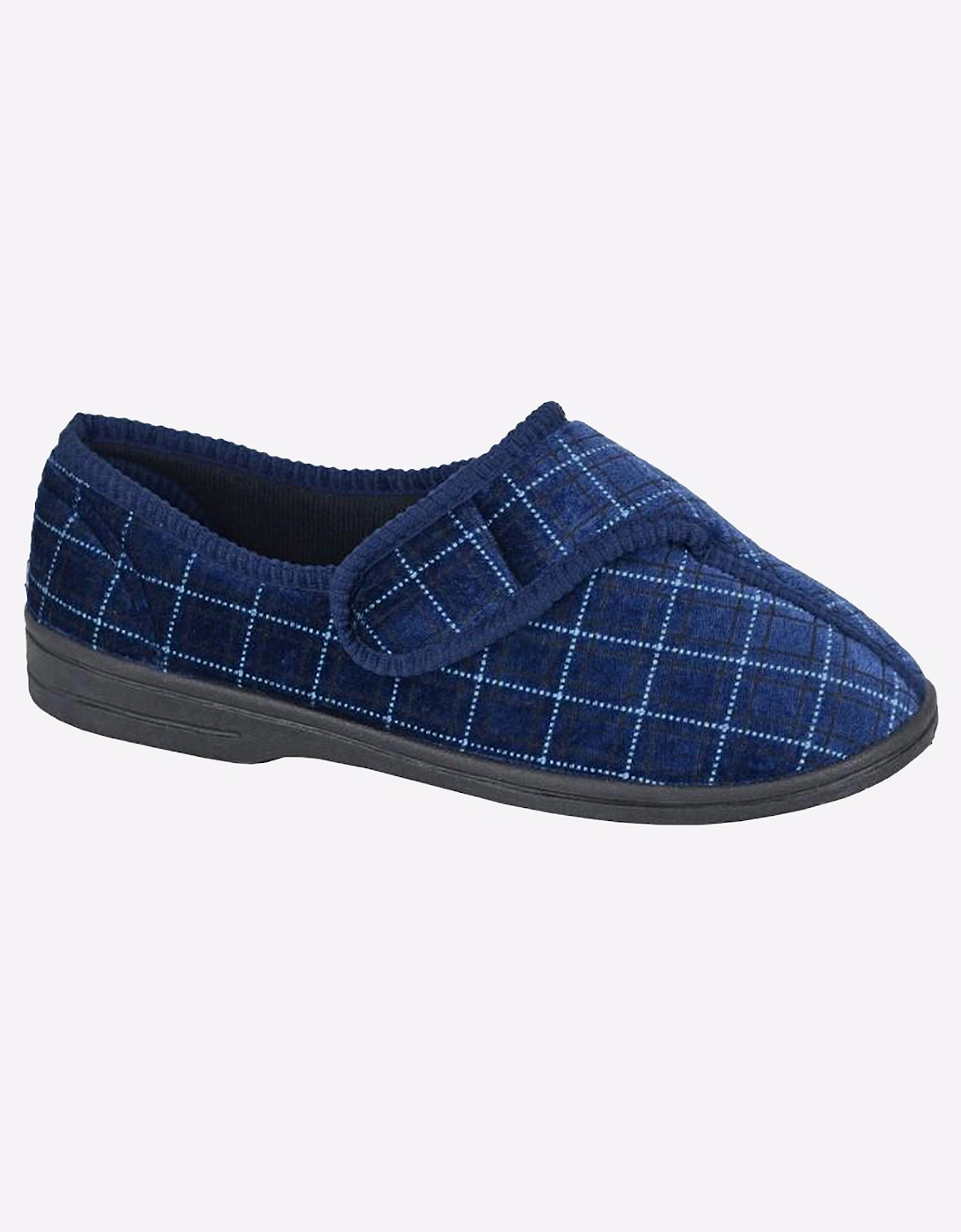 Zedzzz George Slippers Mens Navy / Blue Check