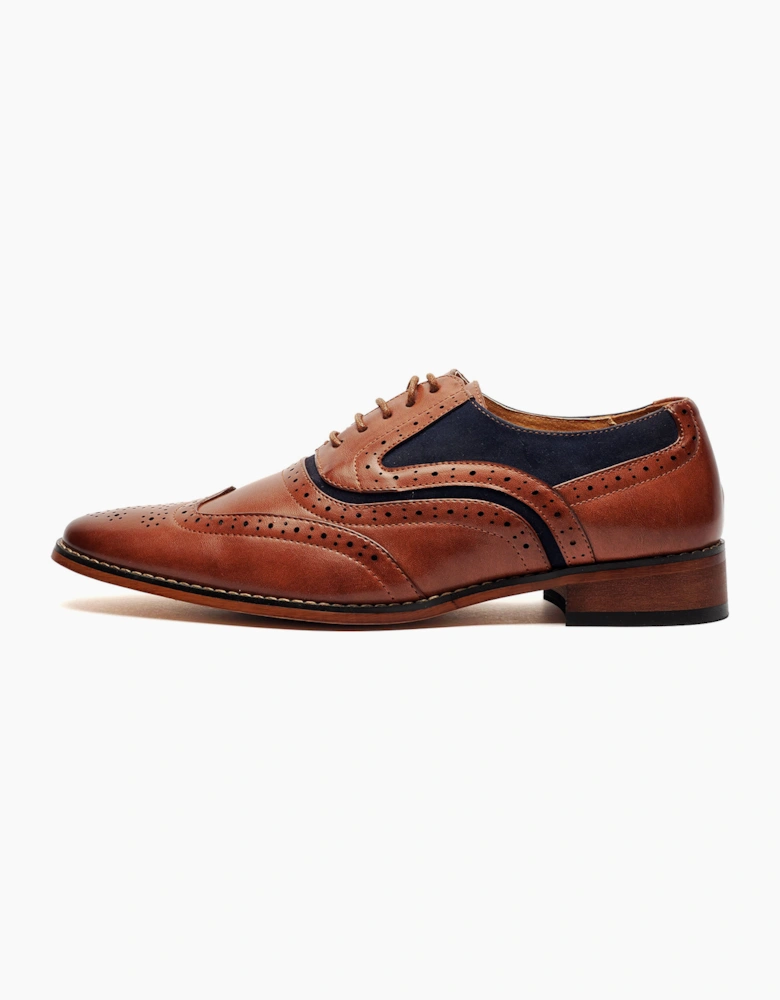 Goor Burbank Brogues Junior Dark Tan/Navy