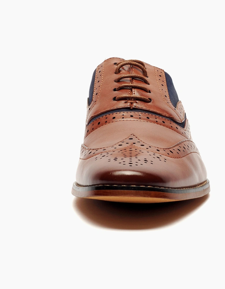 Goor Burbank Brogues Junior Dark Tan/Navy