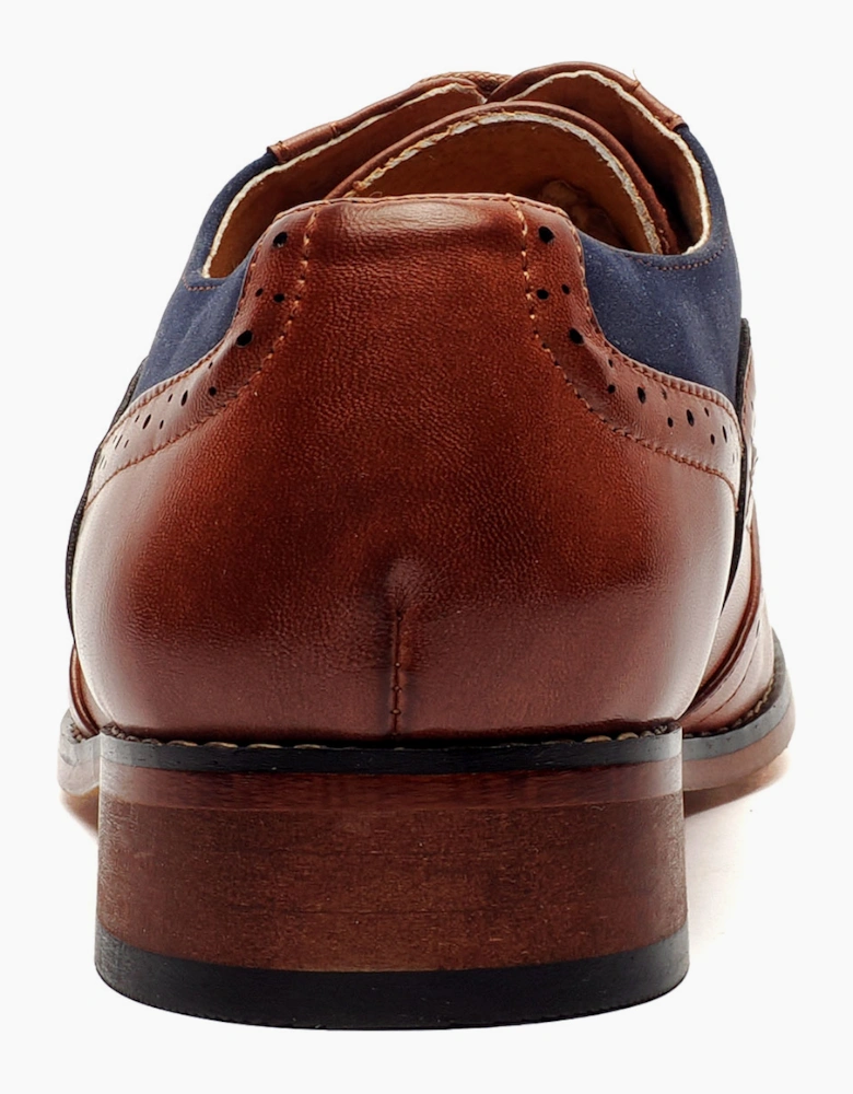 Goor Burbank Brogues Junior Dark Tan/Navy
