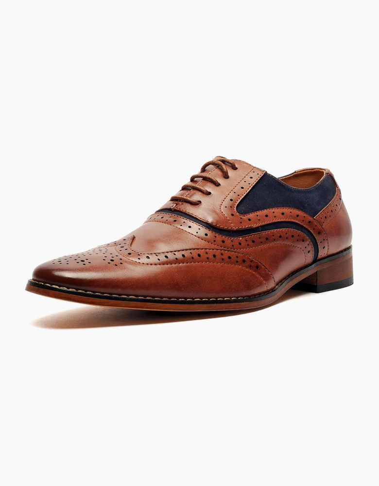 Goor Burbank Brogues Junior Dark Tan/Navy