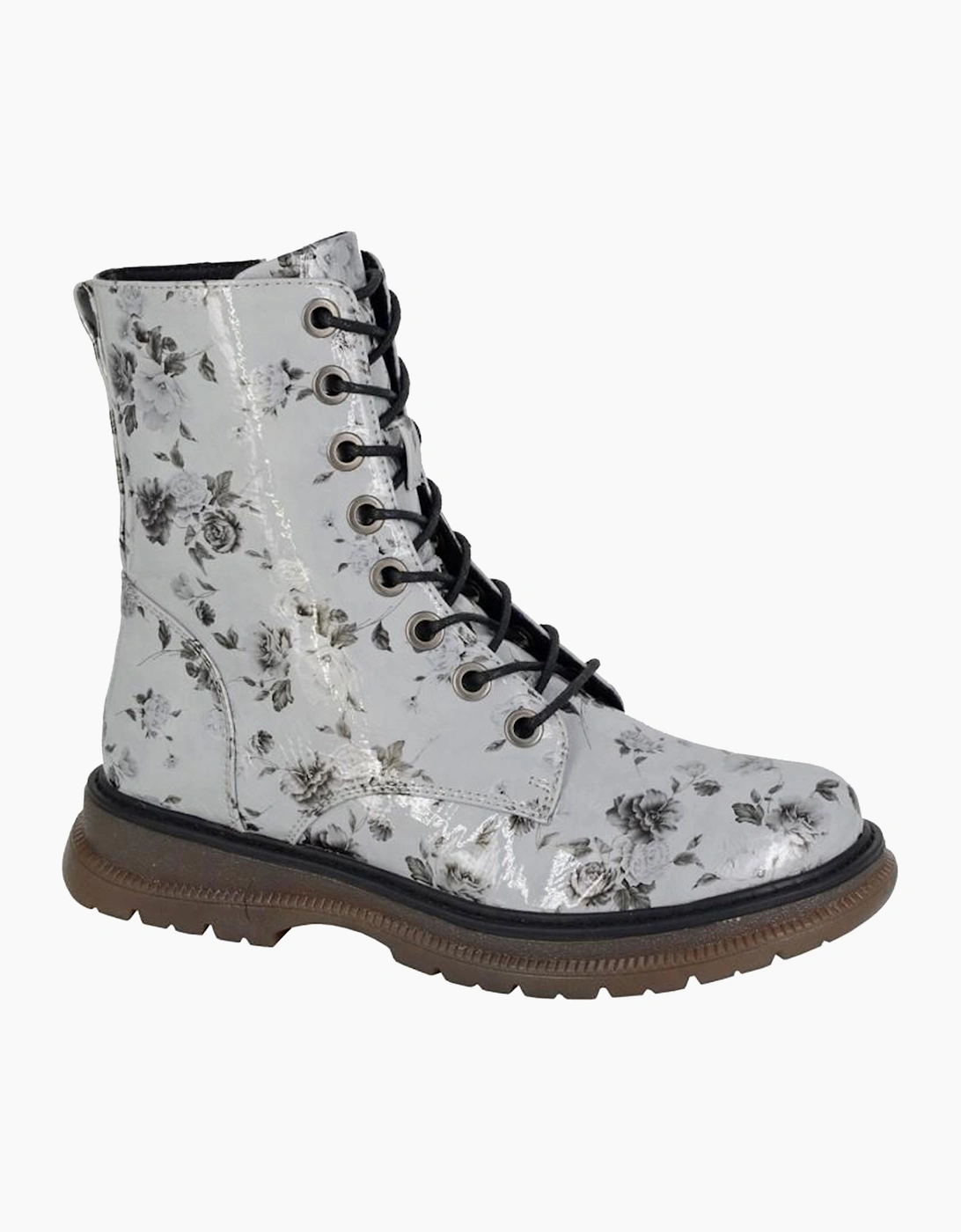 Cipriata Annetta Memory Foam Boots Womens Grey Floral Patent