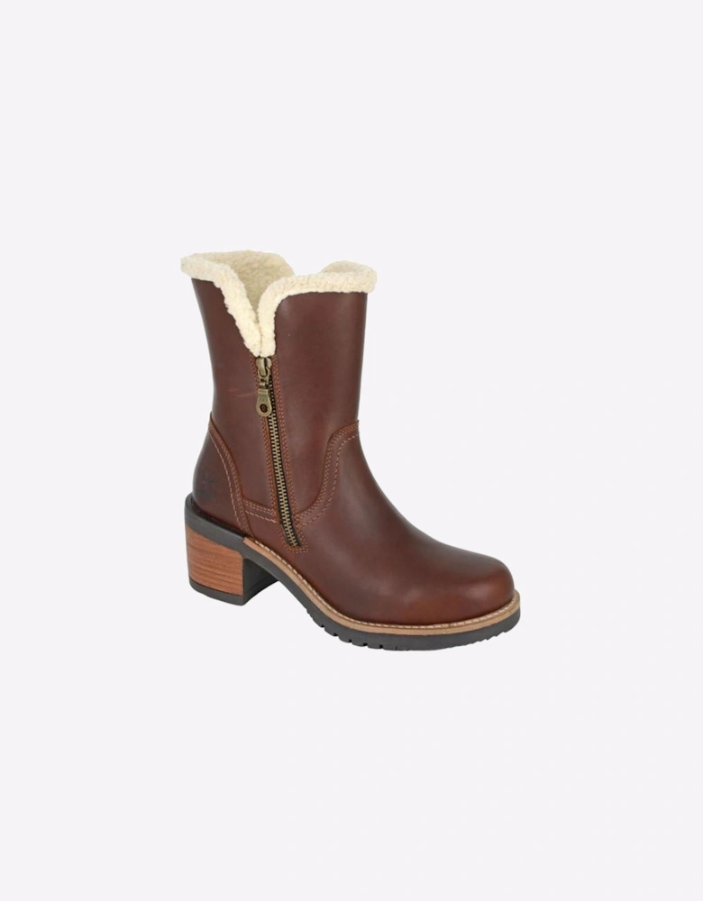 Woodland Banyan Leather Womens Ankle Boots Brown