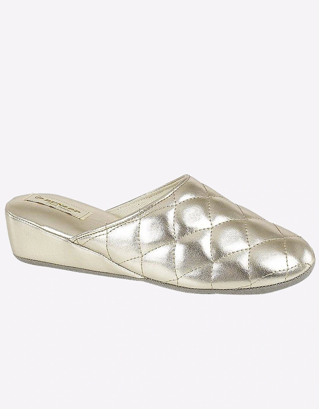 Dunlop Sybil Quilted Womens Mule Slippers Gold