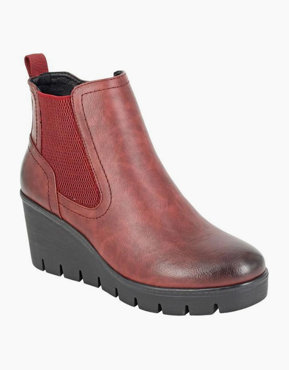 Cipriata Annina Womens Wedge Ankle Boots Burgundy