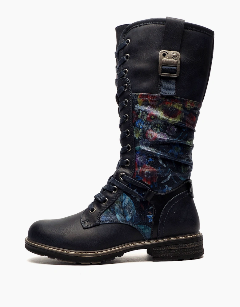 Cipriata Abela Memory Foam Womens Boots Navy/Floral