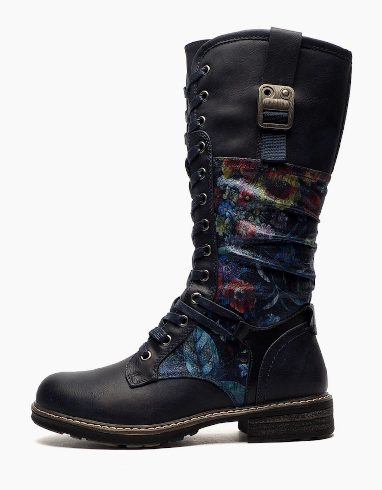 Cipriata Abela Memory Foam Womens Boots Navy/Floral