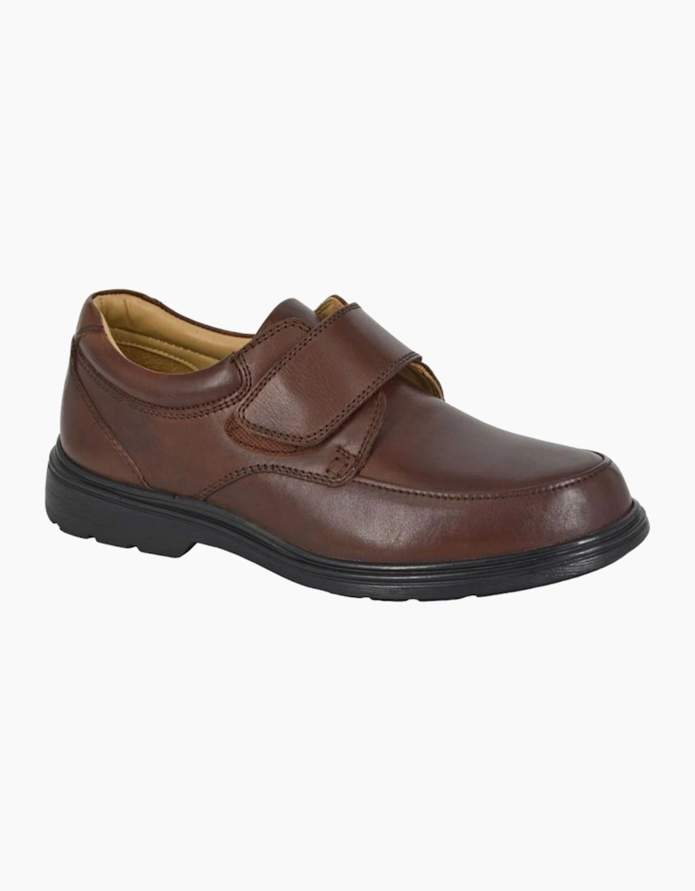 Roamers Leather Extra Wide Fit Touch Fastening Mens Shoes Brown