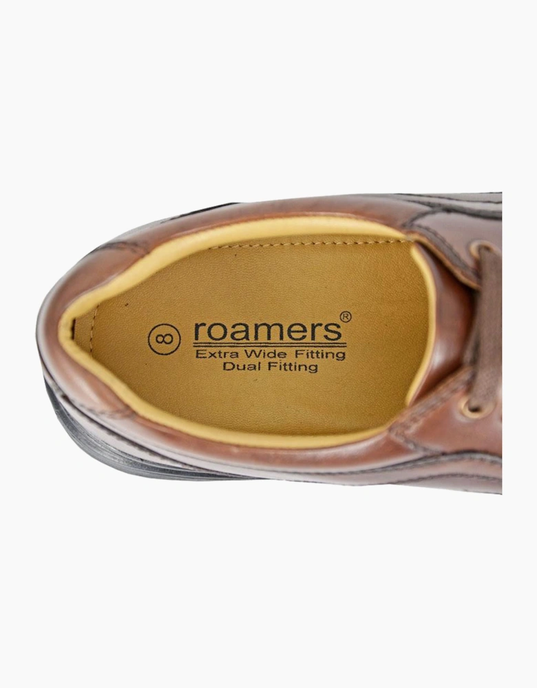 Roamers Leather Extra Wide Fit Touch Fastening Mens Shoes Brown